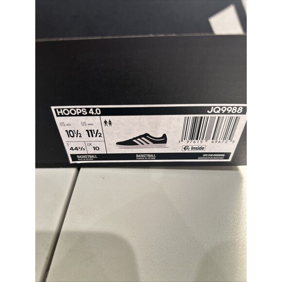 ADIDAS HOOPS 4.0 Men\'s Sz 10.5 Sneakers Low Top Shoes BLACK/WHITE - NEW WITH BOX